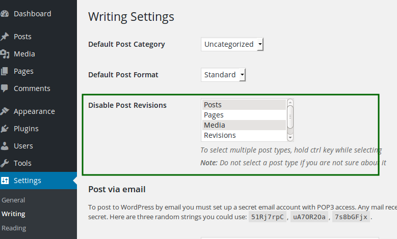 Disable Post Revision