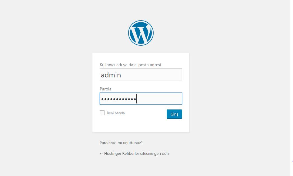 WordPress admin girişi