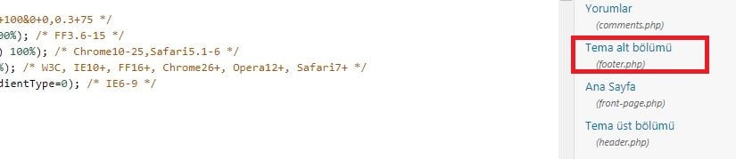 WordPress tema alt bölümü