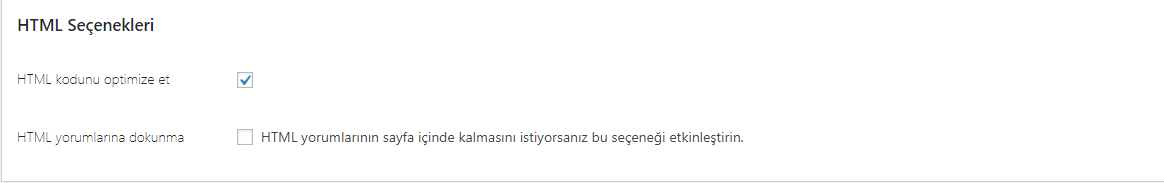 Autoptimize HTML ayarları