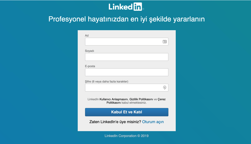 linkedin ana sayfası