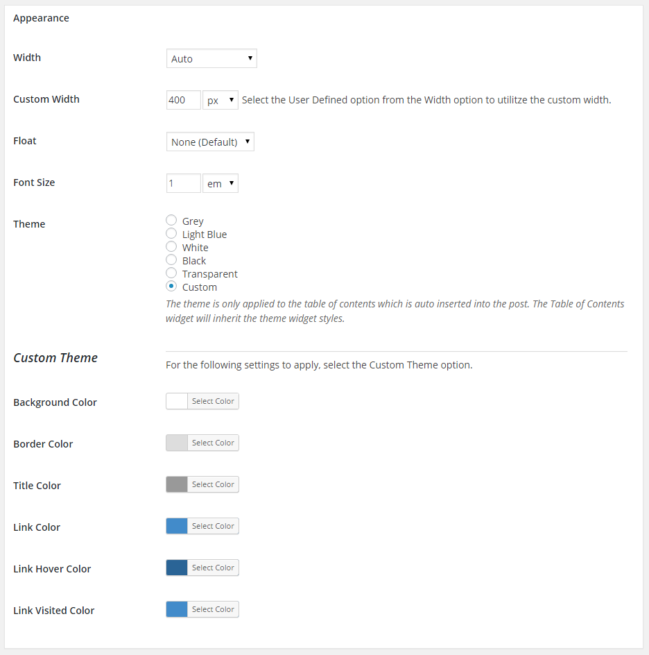 Easy Table Off Contents eklentisi