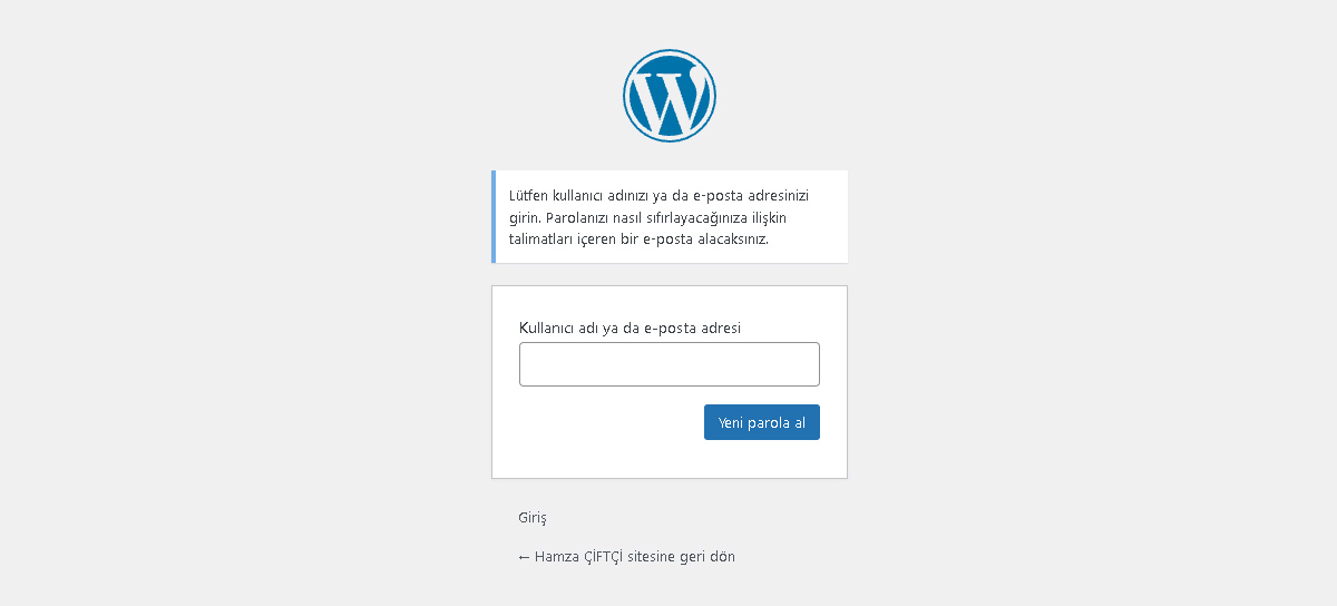 WordPress şifre sıfırlama