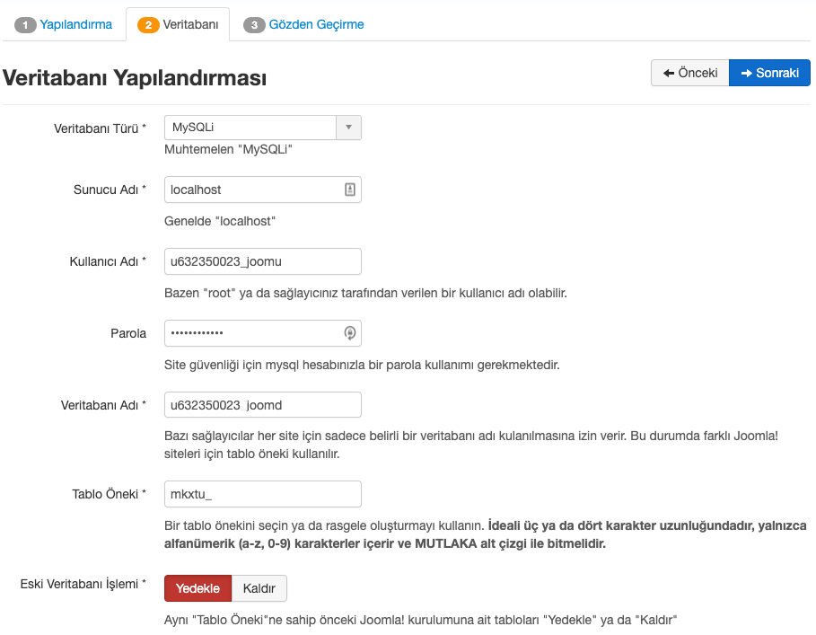 elle-joomla-kurmak-veritabani-kurulumu