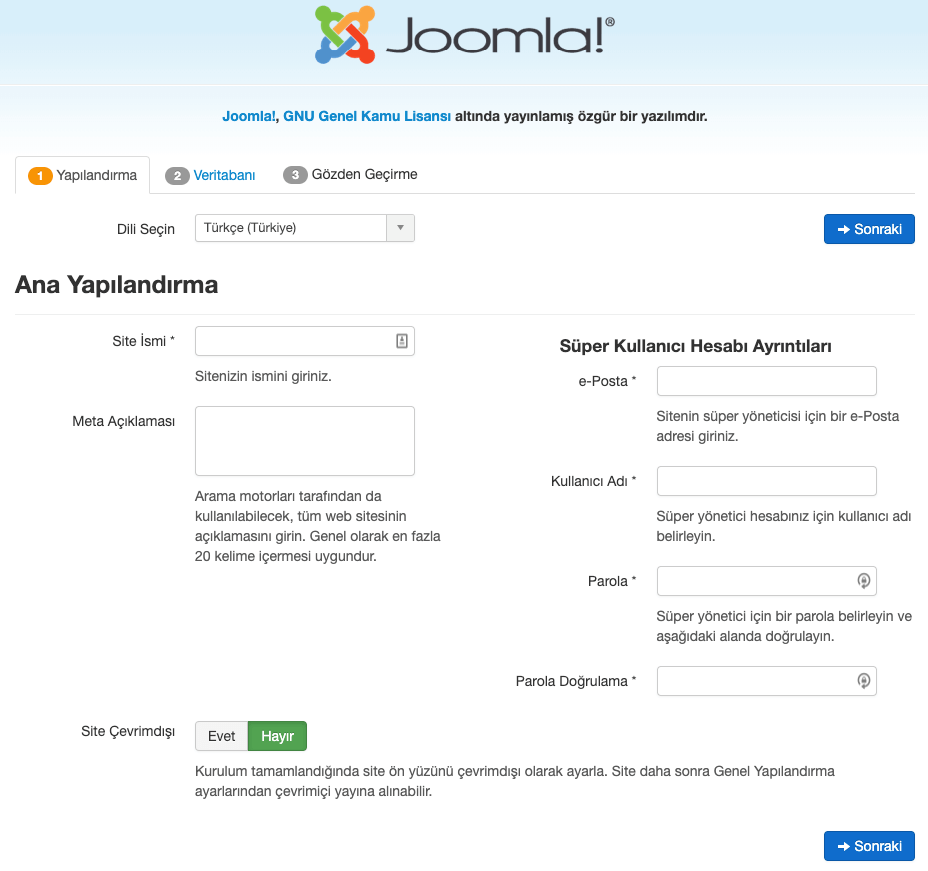 elle-joomla-yuklemek-ana-yapilandirma