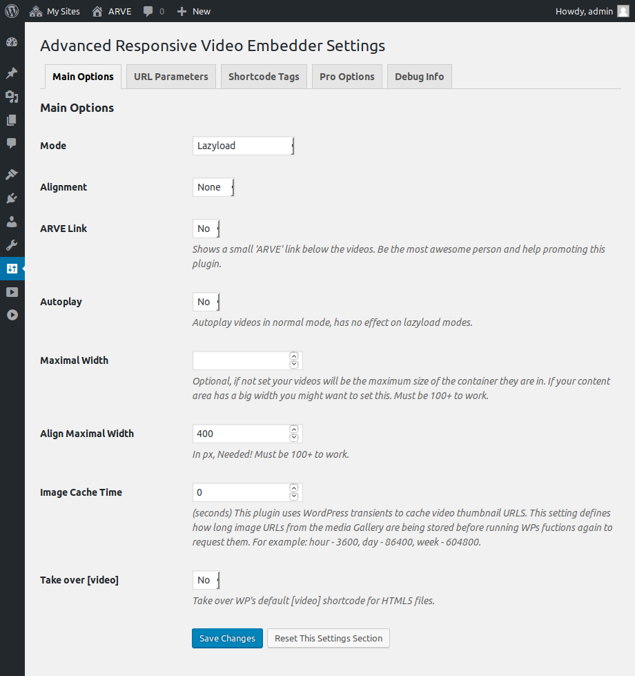 arve advance responsive video embedder